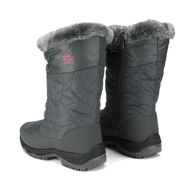 Fur Mid Calf Snow Boots - GREY - 3