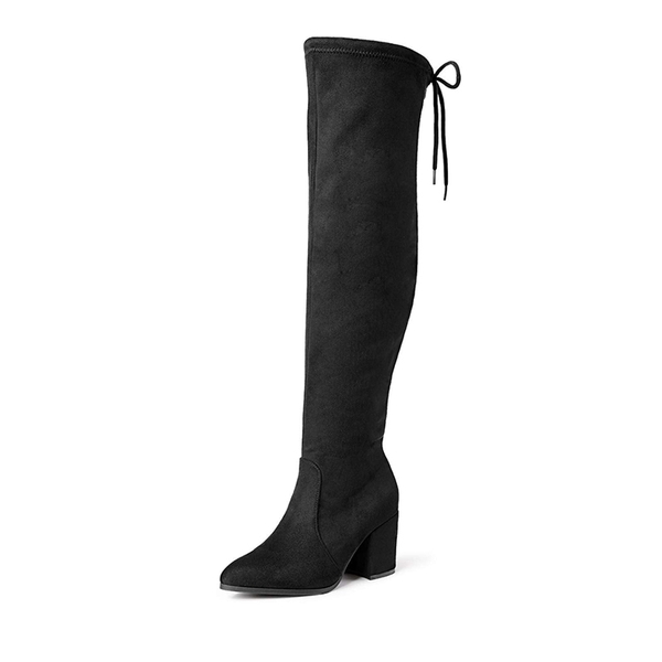 Over the knee Block Heel Boots - BLACK -  0