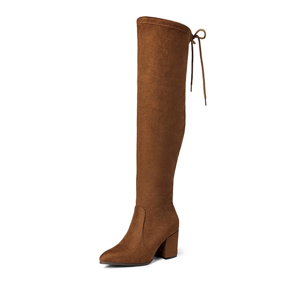 Over the knee Block Heel Boots Suede PU Dream Pairs