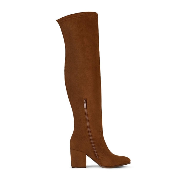 Over the knee Block Heel Boots - CAMEL - 2