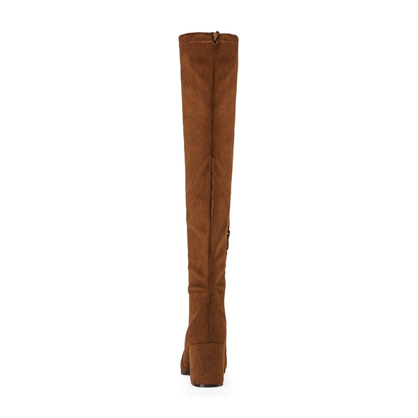 Over the knee Block Heel Boots - CAMEL - 4