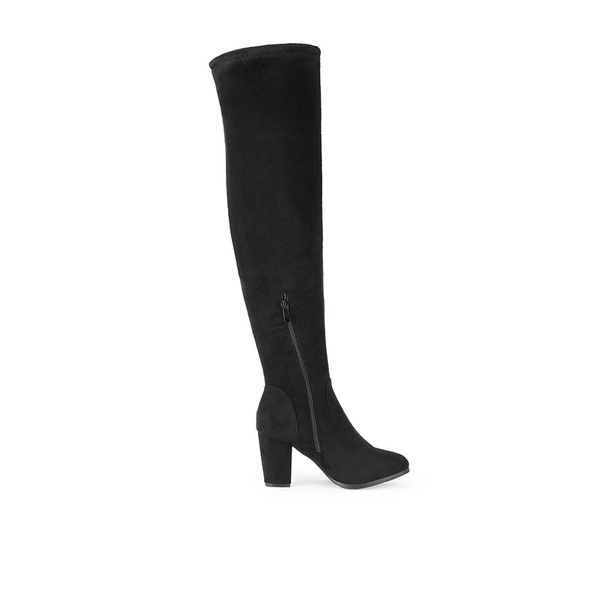 Block Heel Over The Knee Boots - BLACK - 1