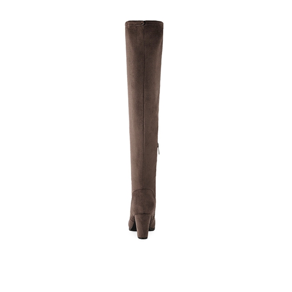 Block Heel Over The Knee Boots - KHAKI - 3
