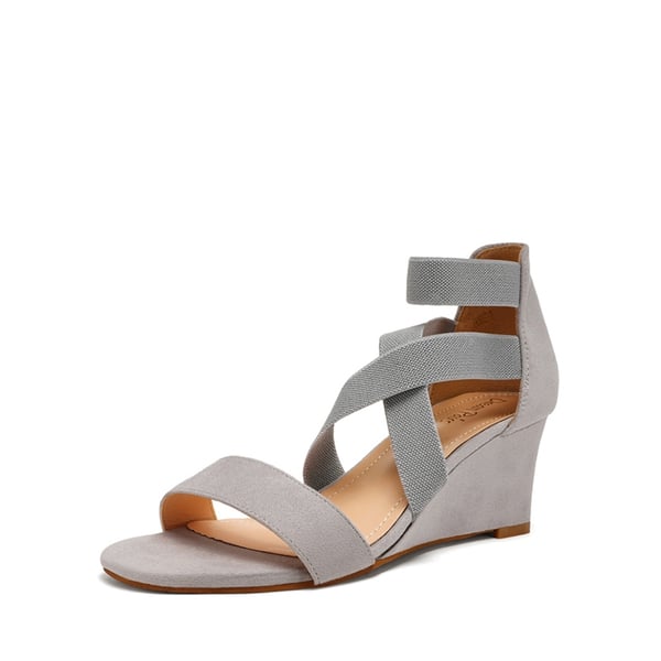Ankle Strap Wedge Heel Sandals - GREY -  0