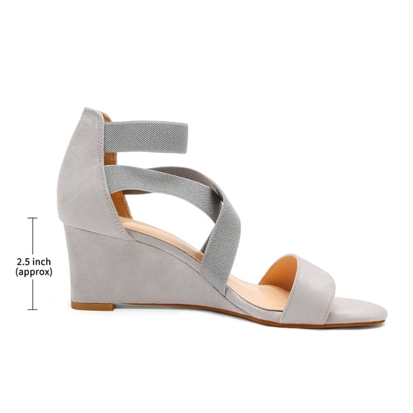 Ankle Strap Wedge Heel Sandals - GREY - 1
