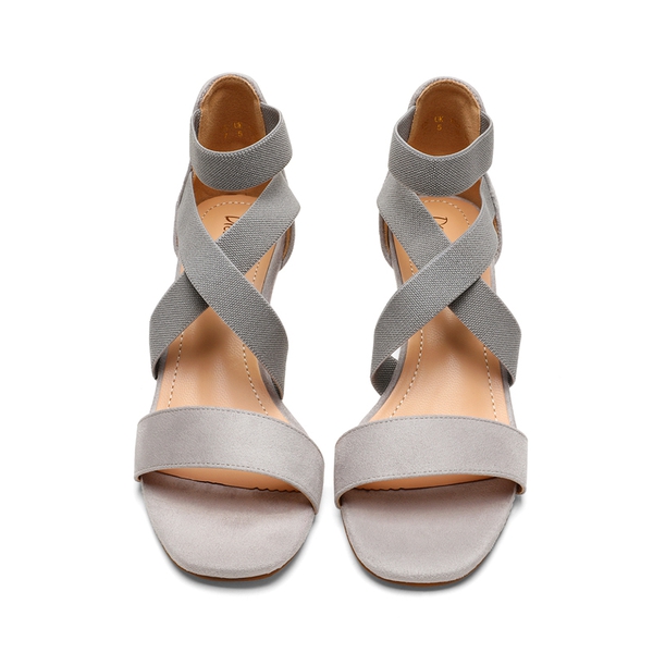 Ankle Strap Wedge Heel Sandals - GREY - 3