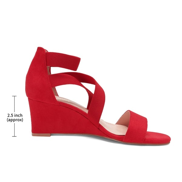 Ankle Strap Wedge Heel Sandals - RED - 1