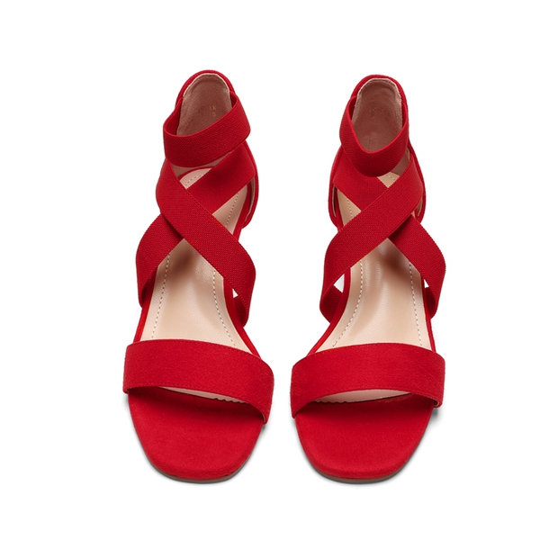 Ankle Strap Wedge Heel Sandals - RED - 3