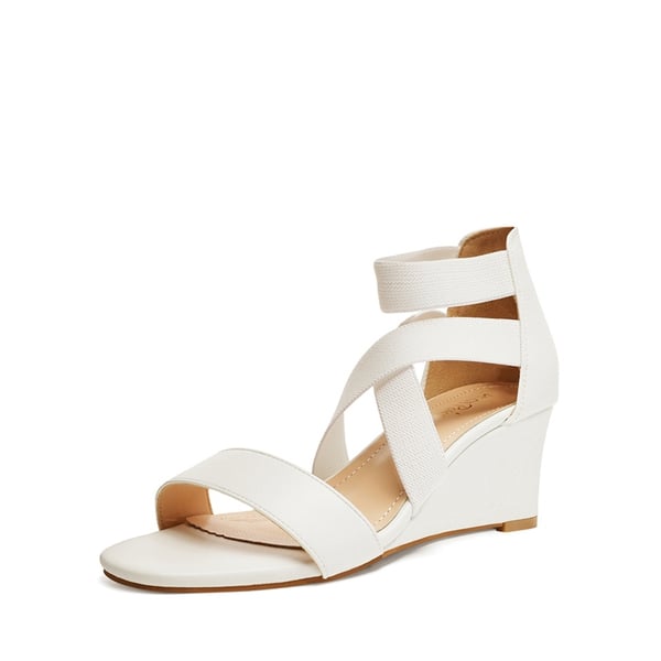 Ankle Strap Wedge Heel Sandals - WHITE -  0
