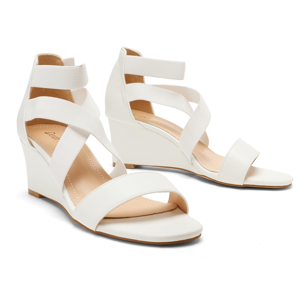 Ankle Strap Wedge Heel Sandals - WHITE - 2