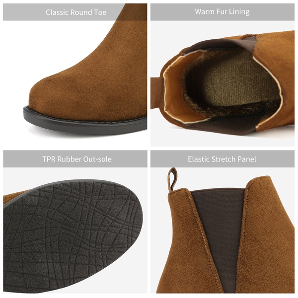 Chunky Low Heel Ankle Booties - CAMEL - 5