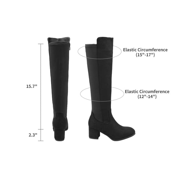 Chunky Knee High Stretch Boots - BLACK - 3