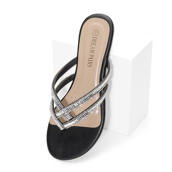 Rhinestone Cute Flip-Flop Sandals - BLACK - 2