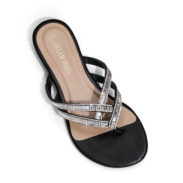 Rhinestone Cute Flip-Flop Sandals - BLACK - 3