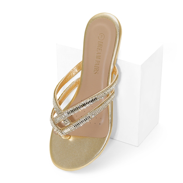 Rhinestone Cute Flip-Flop Sandals - GOLD - 2
