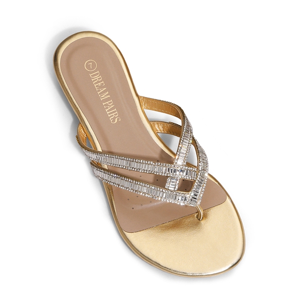 Rhinestone Cute Flip-Flop Sandals - GOLD - 3