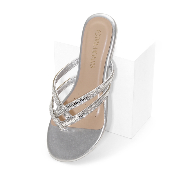 Rhinestone Cute Flip-Flop Sandals - SILVER - 2