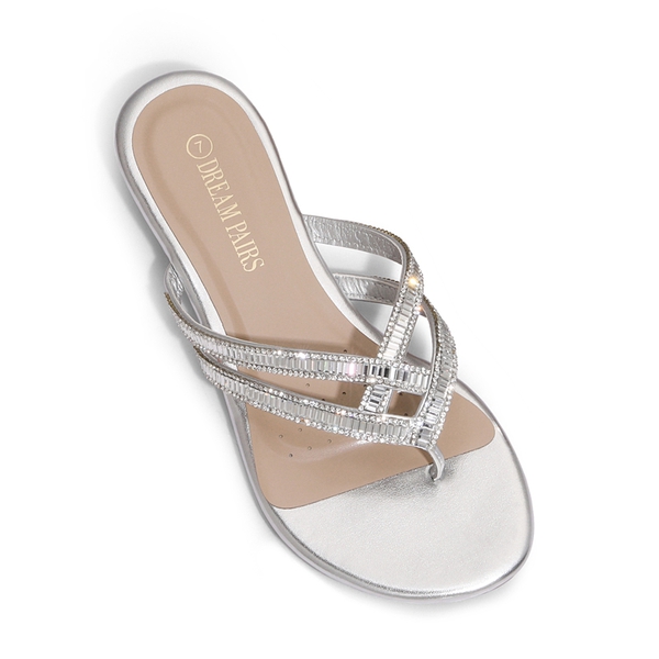 Rhinestone Cute Flip-Flop Sandals - SILVER - 3