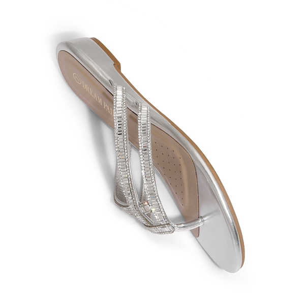 Rhinestone Cute Flip-Flop Sandals - SILVER - 4