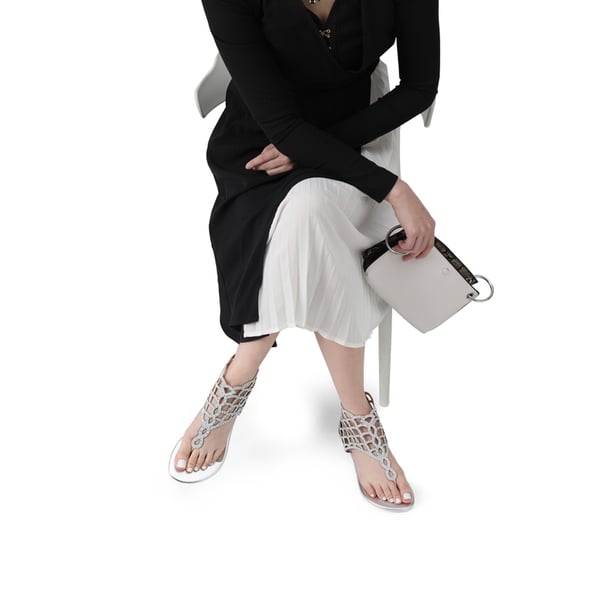 Cute Rhinestone Flat Sandals - SILVER - 1