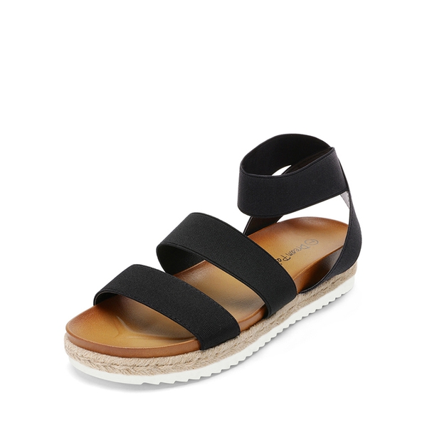 Ankle Strap Espadrille Platform Wedges - BLACK -  0