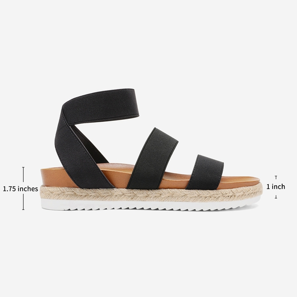 Ankle Strap Espadrille Platform Wedges - BLACK - 1