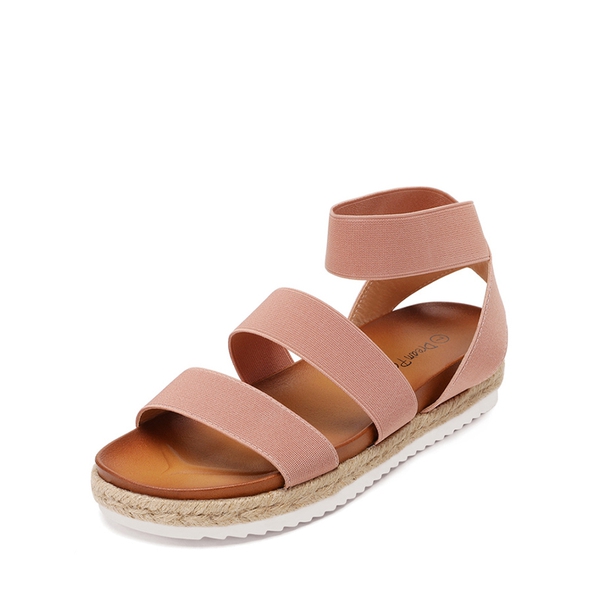 Ankle Strap Espadrille Platform Wedges - BLUSH -  0