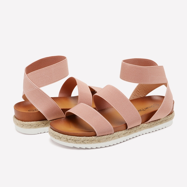 Ankle Strap Espadrille Platform Wedges - BLUSH - 2