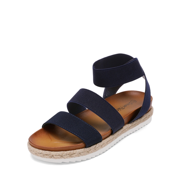 Ankle Strap Espadrille Platform Wedges - NAVY -  0