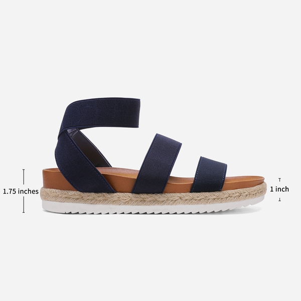 Ankle Strap Espadrille Platform Wedges - NAVY - 1