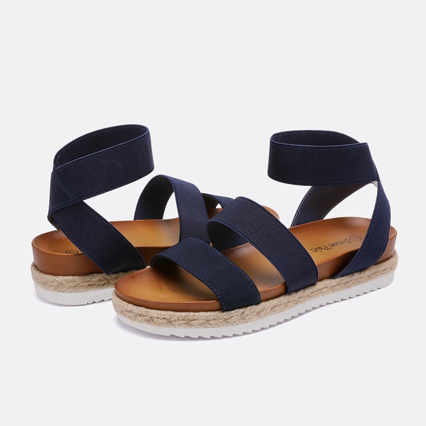 Ankle Strap Espadrille Platform Wedges - NAVY - 2