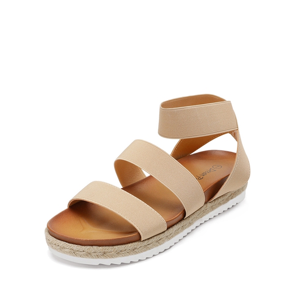 Ankle Strap Espadrille Platform Wedges - NUDE -  0