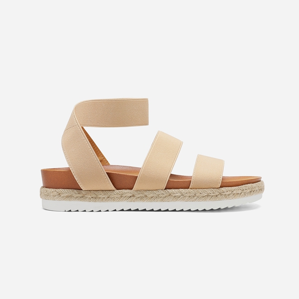 Ankle Strap Espadrille Platform Wedges - NUDE - 1