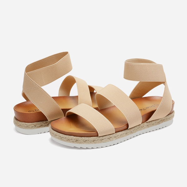 Ankle Strap Espadrille Platform Wedges - NUDE - 2