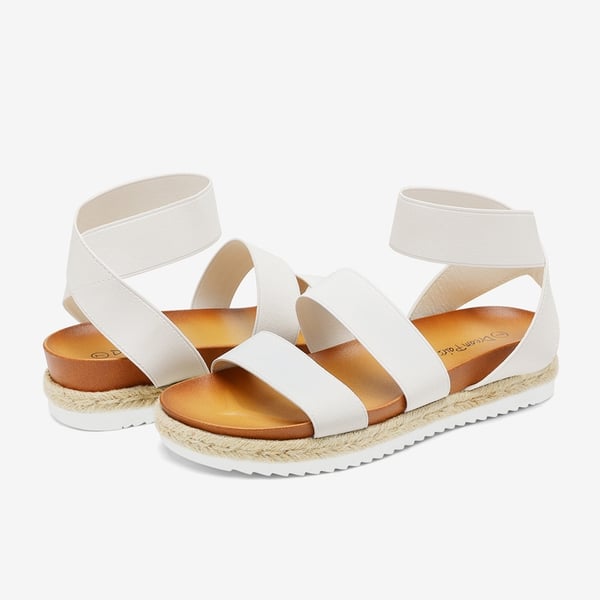 Ankle Strap Espadrille Platform Wedges - WHITE - 2