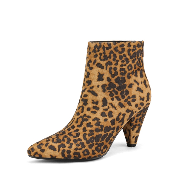 Low Heel Pointed Toe Ankle Booties - LEOPARD -  0