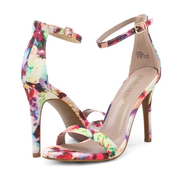Ankle Strap Stiletto High Heel Sandals - FLORAL - 3