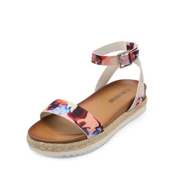 Open Toe Ankle-Strap Espadrille Platform Sandals - FLORAL -  0