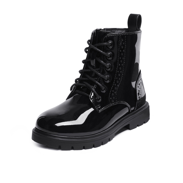 Boys Girls Combat Ankle Boots - BLACK -  0