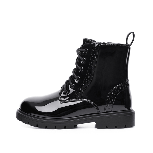 Boys Girls Combat Ankle Boots - BLACK - 1