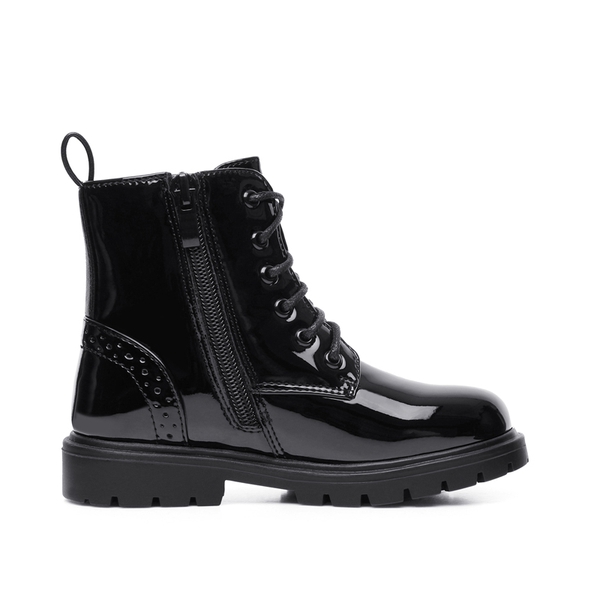 Boys Girls Combat Ankle Boots - BLACK - 2