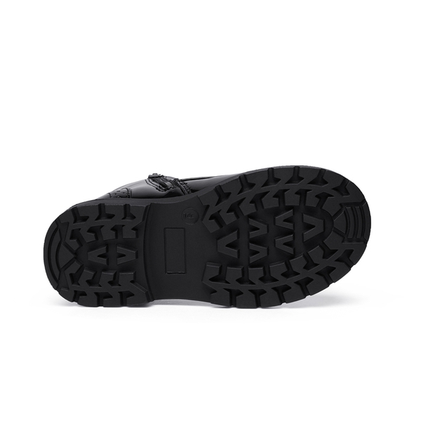 Boys Girls Combat Ankle Boots - BLACK - 4