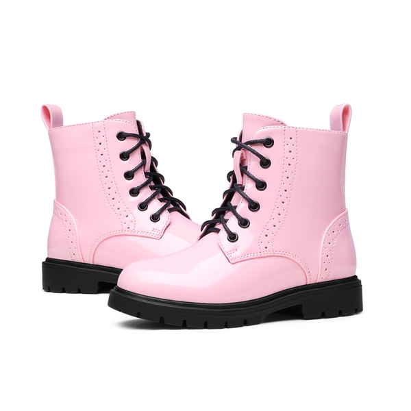 Boys Girls Combat Ankle Boots - PINK - 5