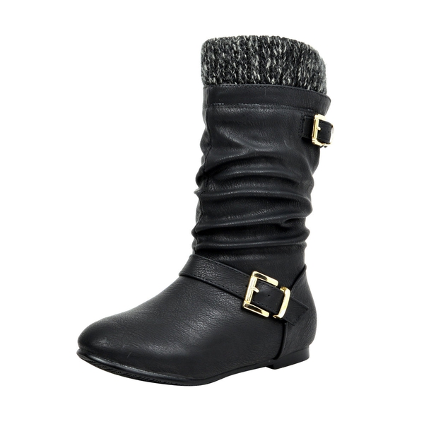 Fur Lined Kids Winter Boots - BLACK -  0