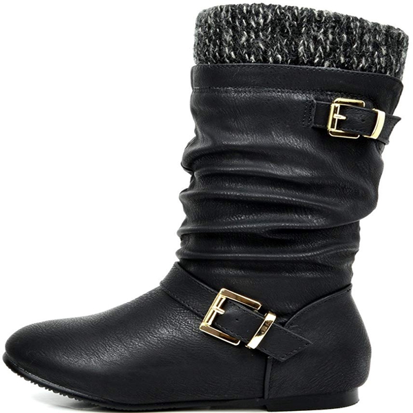 Fur Lined Kids Winter Boots - BLACK - 1