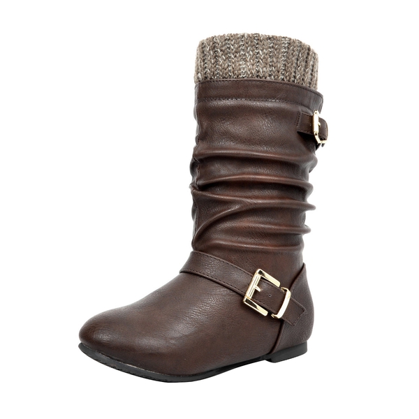 Fur Lined Kids Winter Boots - BROWN -  0