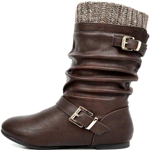 Fur Lined Kids Winter Boots - BROWN - 1