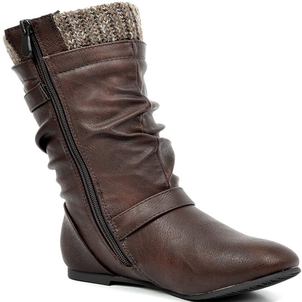 Fur Lined Kids Winter Boots - BROWN - 3