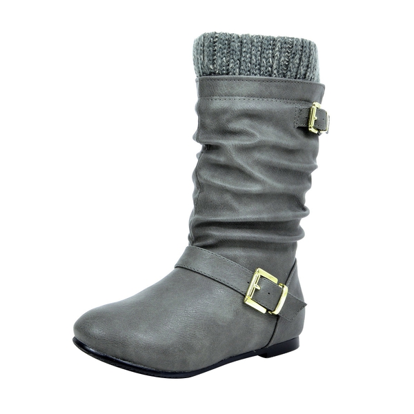 Fur Lined Kids Winter Boots - GREY -  0
