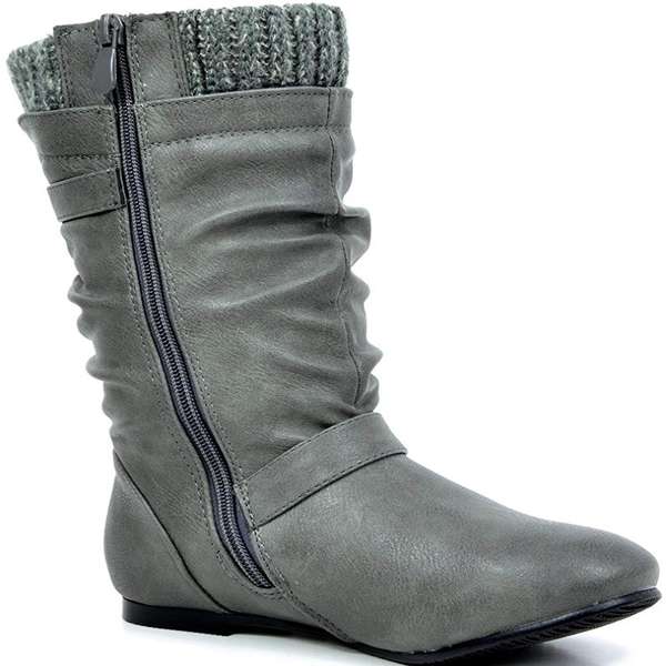 Fur Lined Kids Winter Boots - GREY - 3